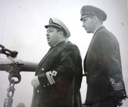 Начальник  ТБРФ  Чернухин Владимир Владимирович  ( впереди ) и капитан МСБ Ураган Богданов  Вячеслав  В.  - 1966 год